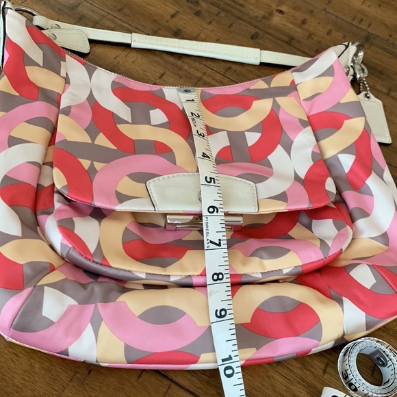 COACH KRISTIN CHAIN LINK SATEEN & PATENT LEATHER HOBO SHOULDER BAG STYLE…